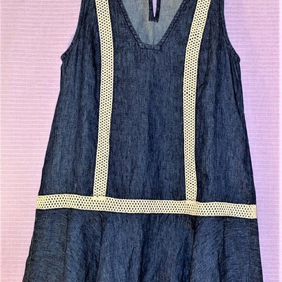 New Without Tags Holding Horses Denim Sleeveless Lace Mini Dress Blue Je… - Picture 2 of 9